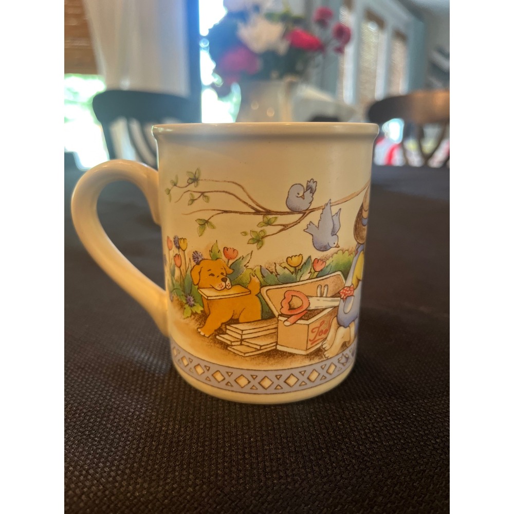 Vtg Watkins Country Kids "Dads Are Best" Mug Coffee Cup Coaster Lid Father's Day - Picture 2 of 9